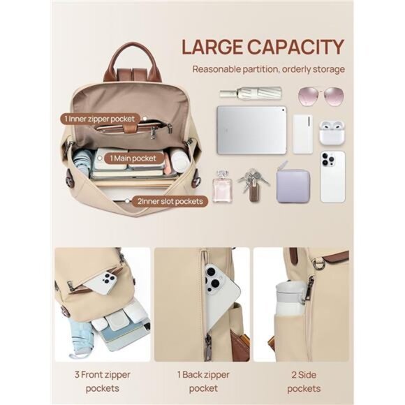 Backpack Purse for Women, PU Leather Anti Theft Travel Purse Shoulder Bags with
